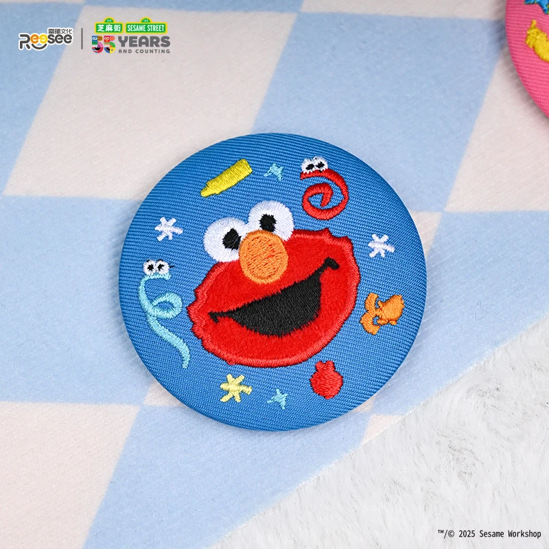 芝麻街【第一弹】58MM艾摩周边刺绣吧唧盲袋徽章皮革贴布绣工艺礼物