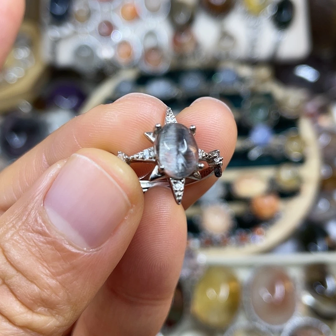 【闪购商品】银S925镶嵌珠宝半成品水晶戒指