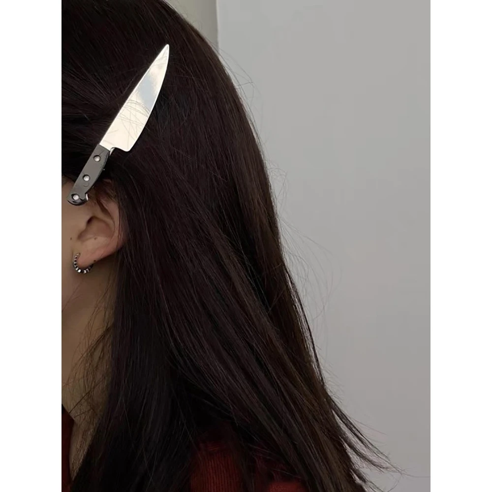 搞怪迷你小刀发夹女暗黑甜美系趣味发饰ins网红拍照个性刀叉发卡
