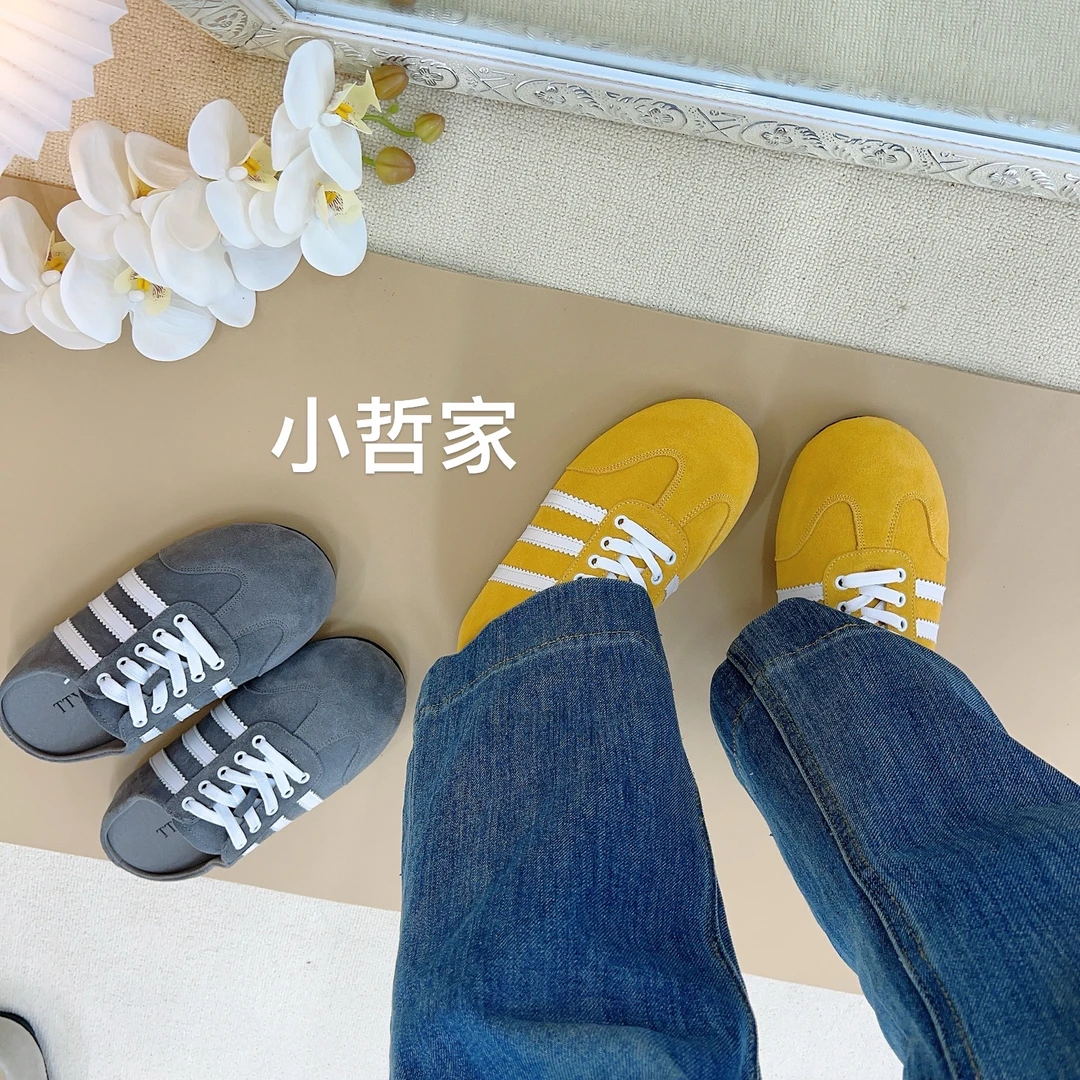 1800春夏新款真皮厚底时尚洋气潮流款德讯包头拖鞋女外穿