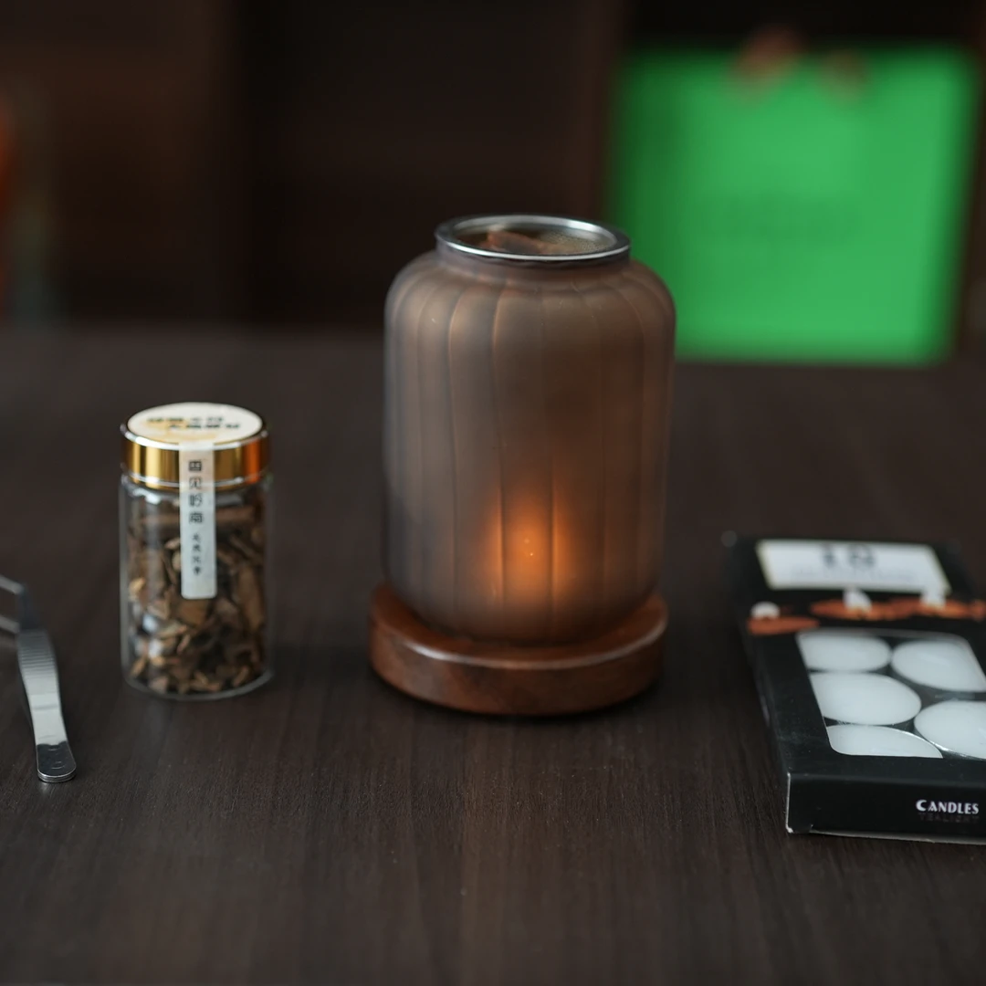 隔火薰香4件套〖01香熏灯+沉香20克+1盒茶蜡+镊子〗室内香薰助眠