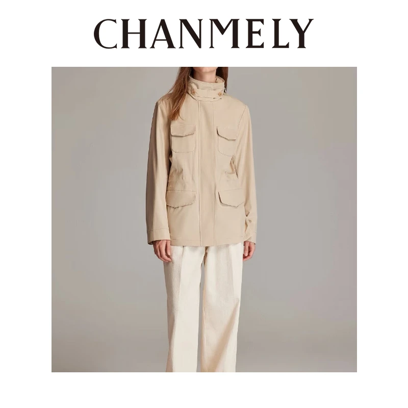 【CHANMITY】25/FW老钱防水科技羊绒内衬工装风收腰显瘦外套025881