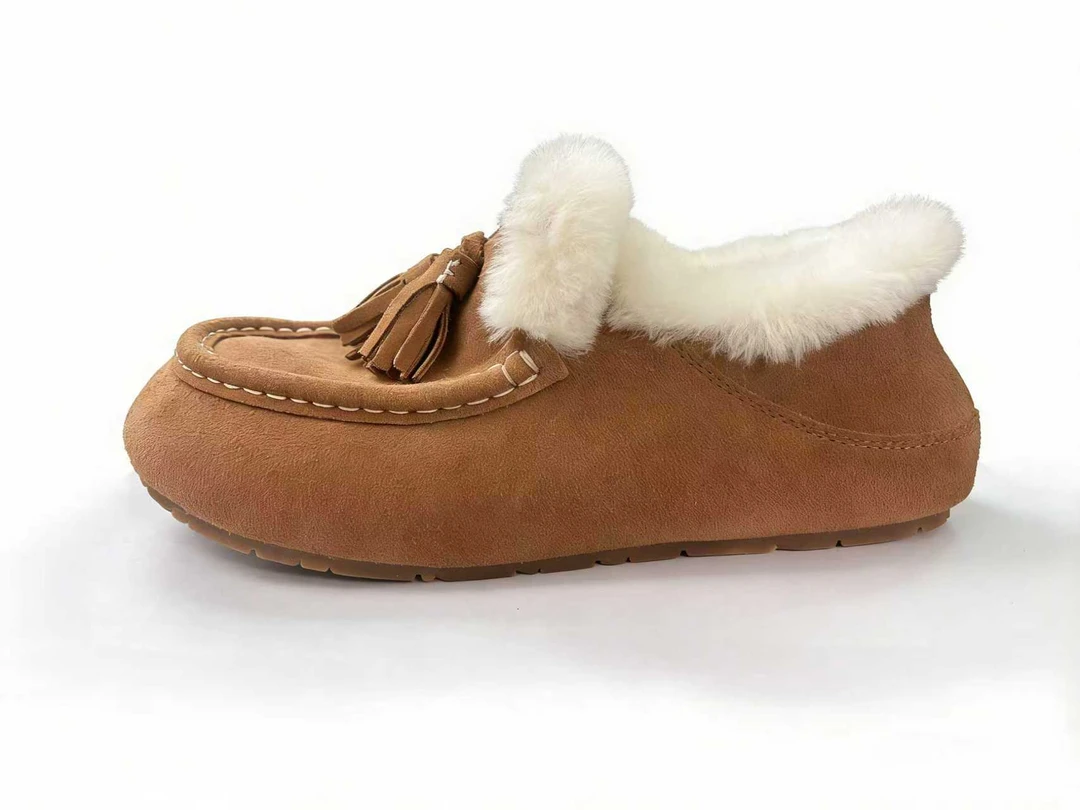 流苏低跟豆豆乐福鞋休闲韩版秋冬软底百搭内里隐形增高