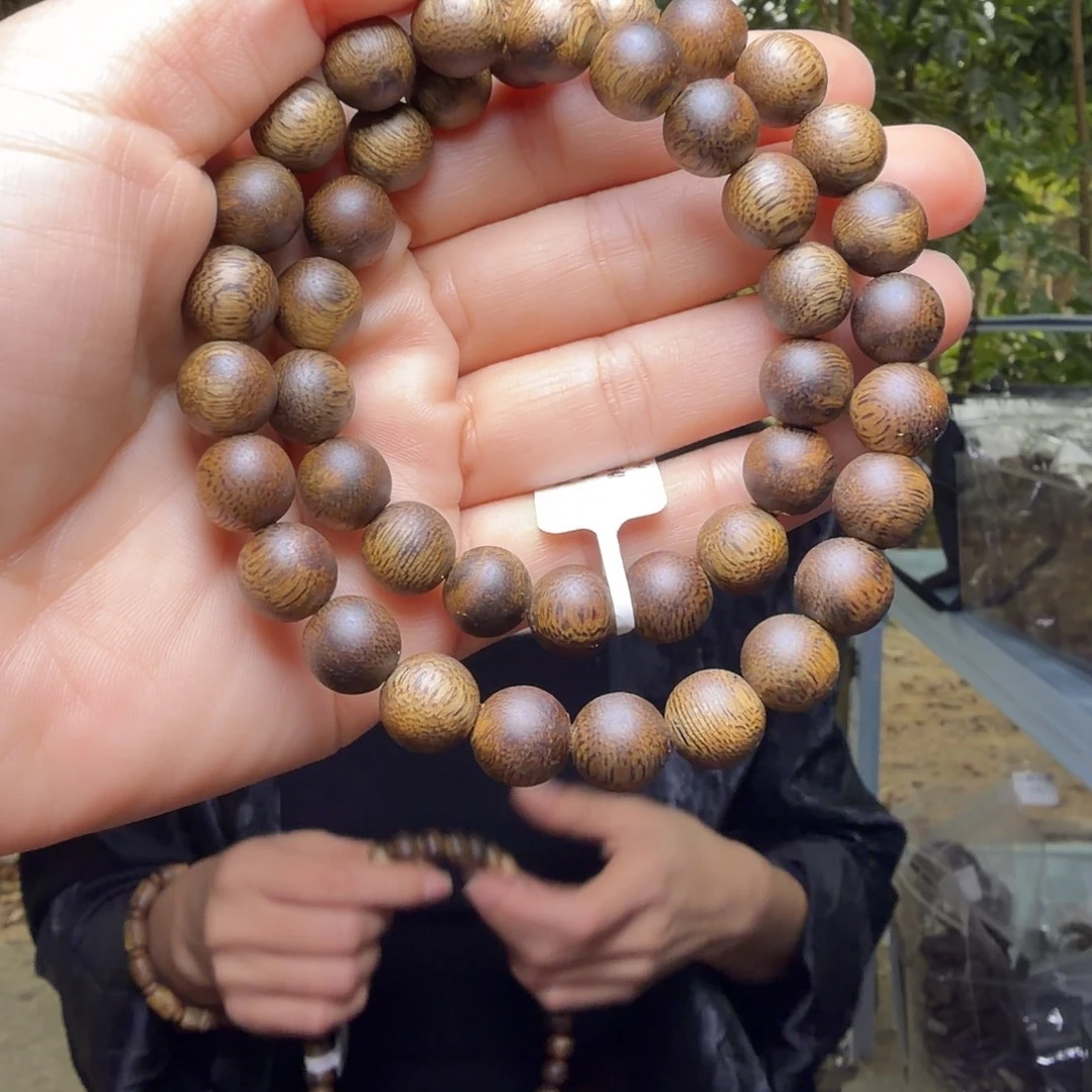 手串沉香莺歌绿奇楠张勺子圆珠双圈一条1.0mm