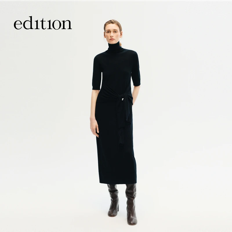 【商场同款】edition2025冬季新款绑结高领针织长裙#EBE4DRS011