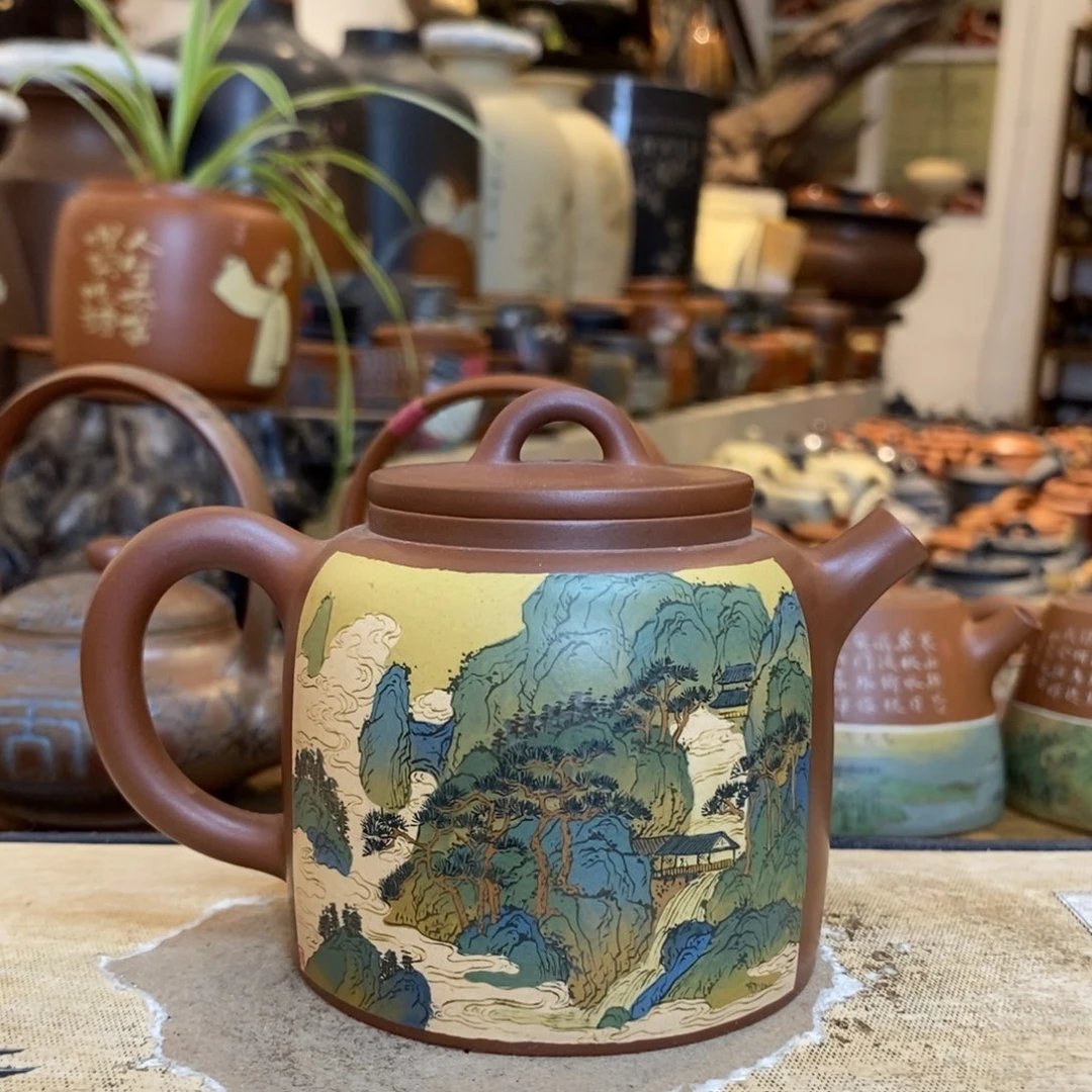 万***意云南建水紫陶彩填壶