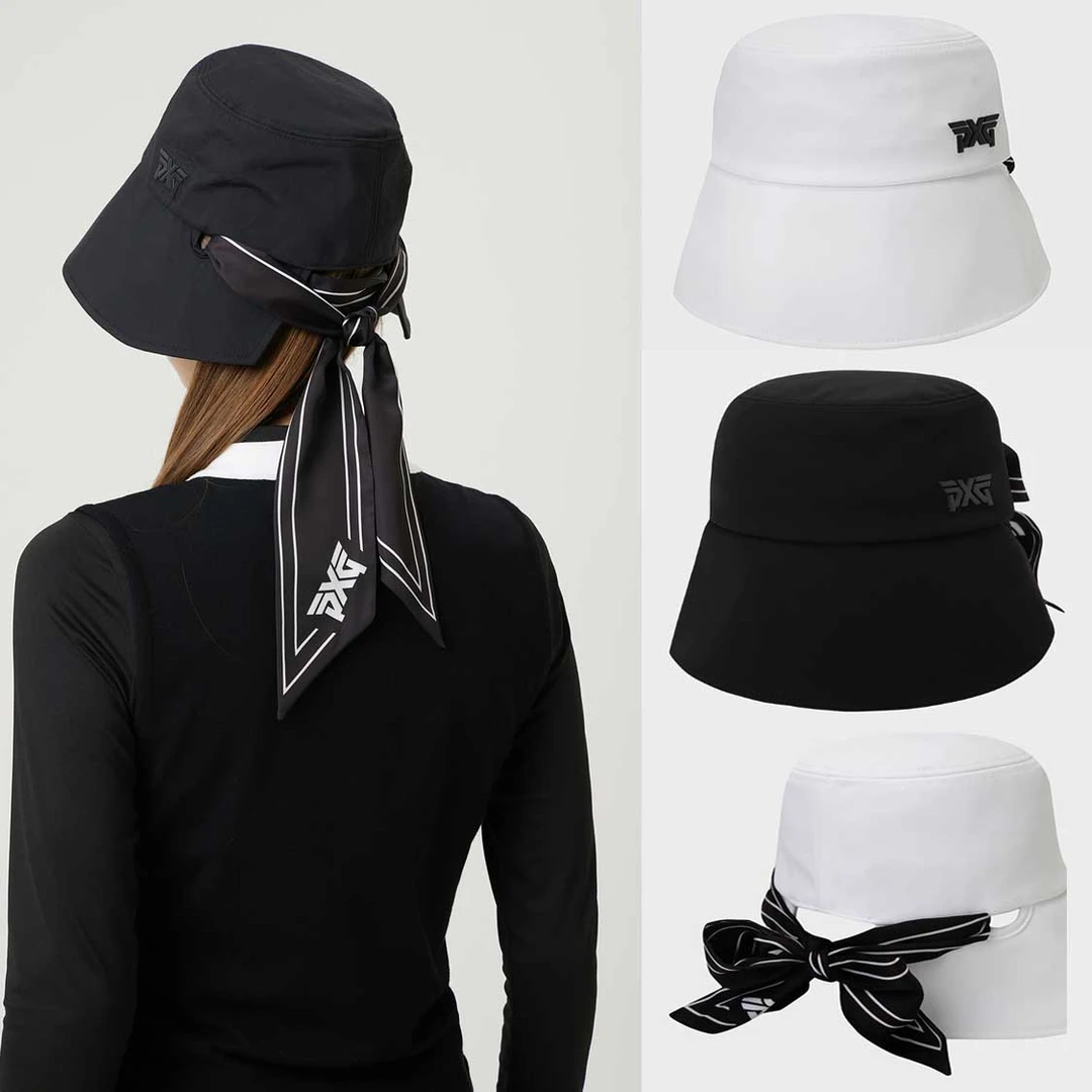 P家高尔夫女士可拆丝带帽/渔夫帽/遮阳水桶帽/丝带可用于围巾使用