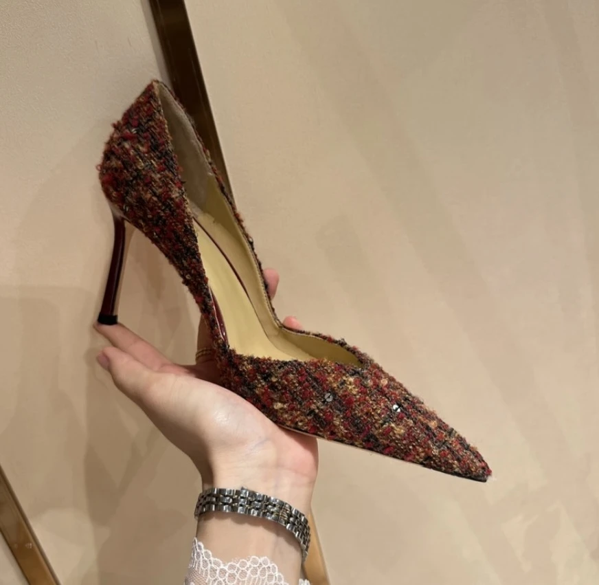 MIDITU/米蒂图2025年新款细跟白色尖头高跟鞋单鞋女气质法式