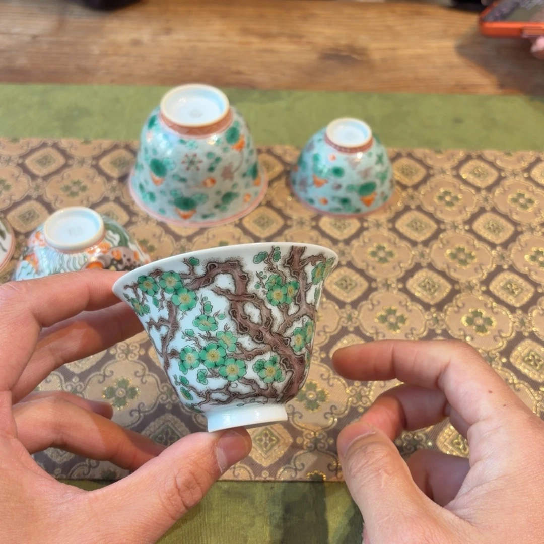 9***i土燃柴窑古彩梅花盖碗