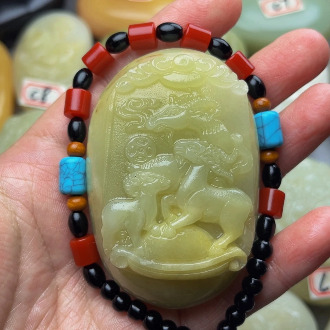 石材方解石手把件羊