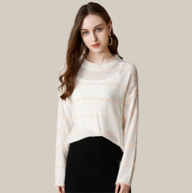 通勤常规款春季常规长袖毛针织衫时尚撞色晕染侘寂风2025女童