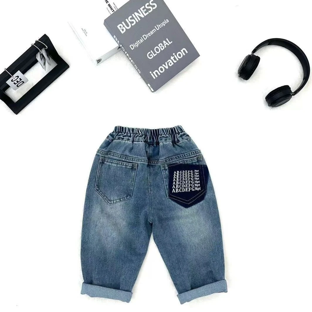 K6136  韩版 ABC绣字牛仔裤