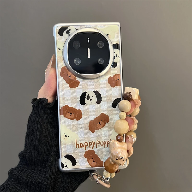 格子纹小狗适用华为matex6/x5典藏版折叠屏手机壳x3链条女款
