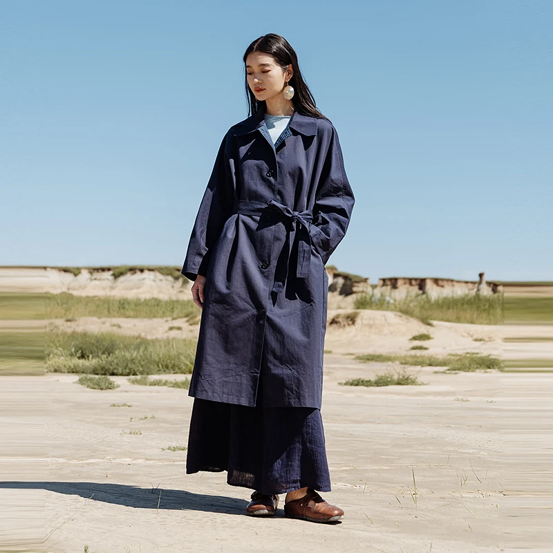 绽放550朵/经典复古宽松翻领连袖松弛感单排扣长款风衣女秋冬新款