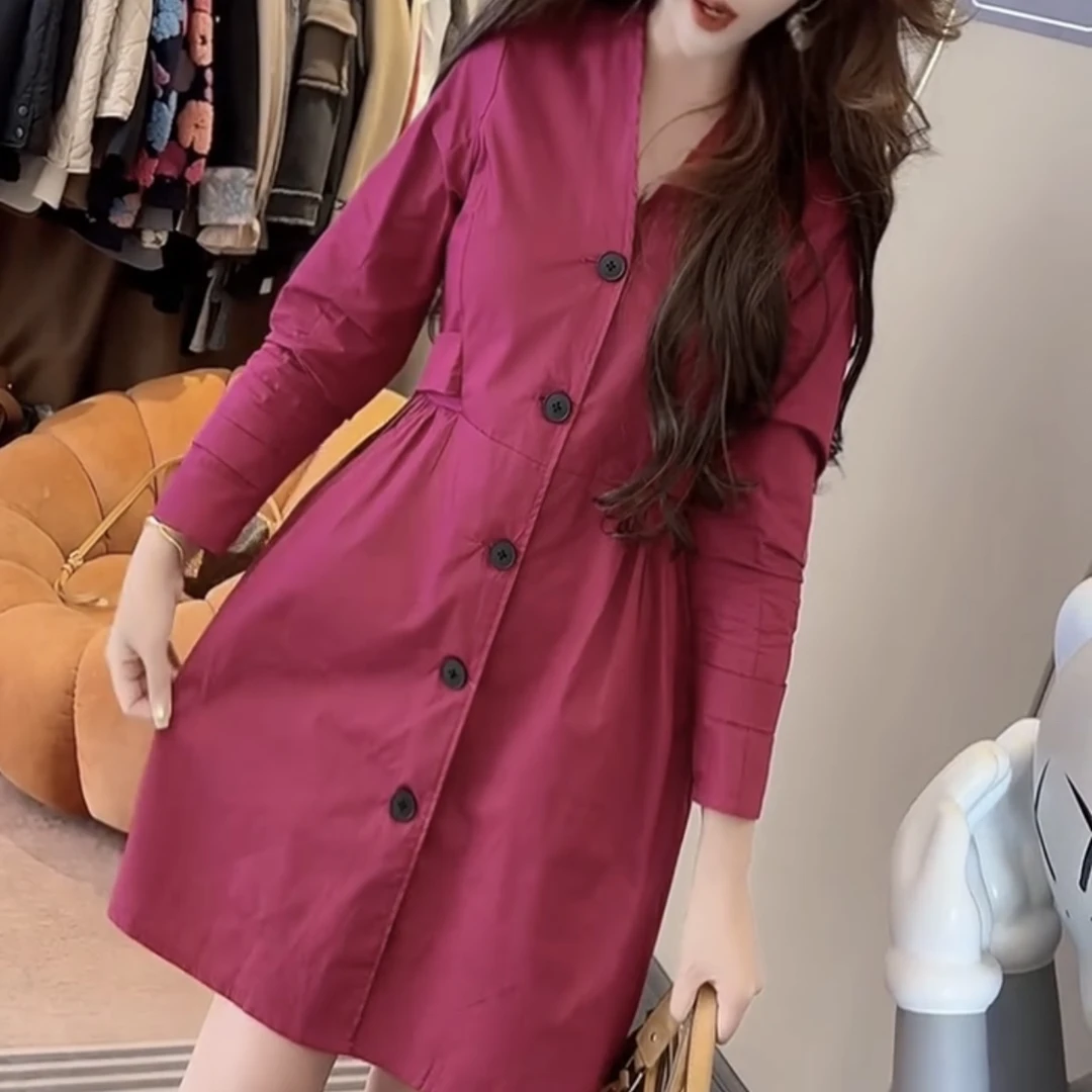 2025春季新款时尚V领显瘦连衣裙