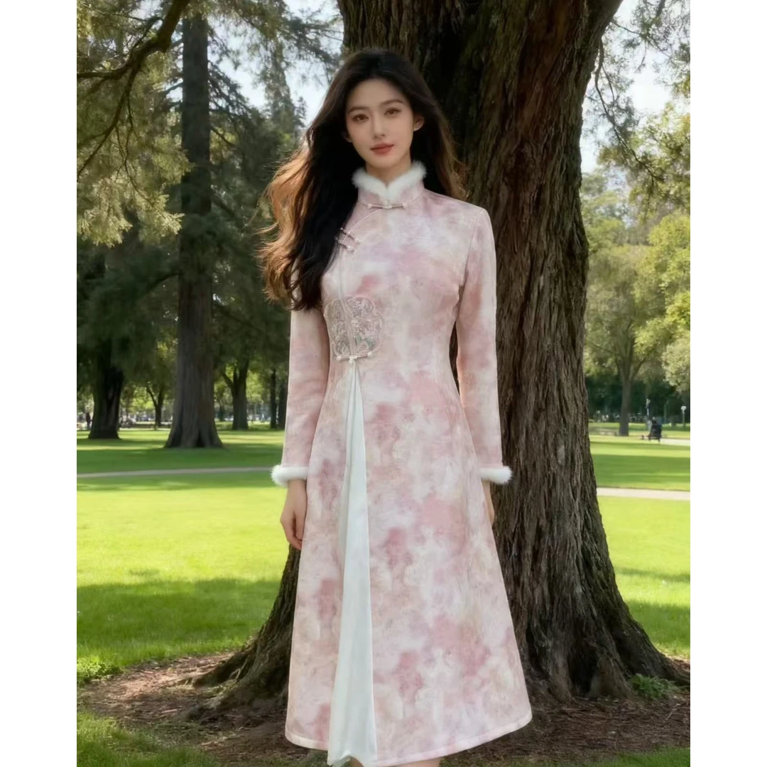 苏故里【珠绣星沉】文艺气质修身高端日常旗袍奢华气质双层衣长120