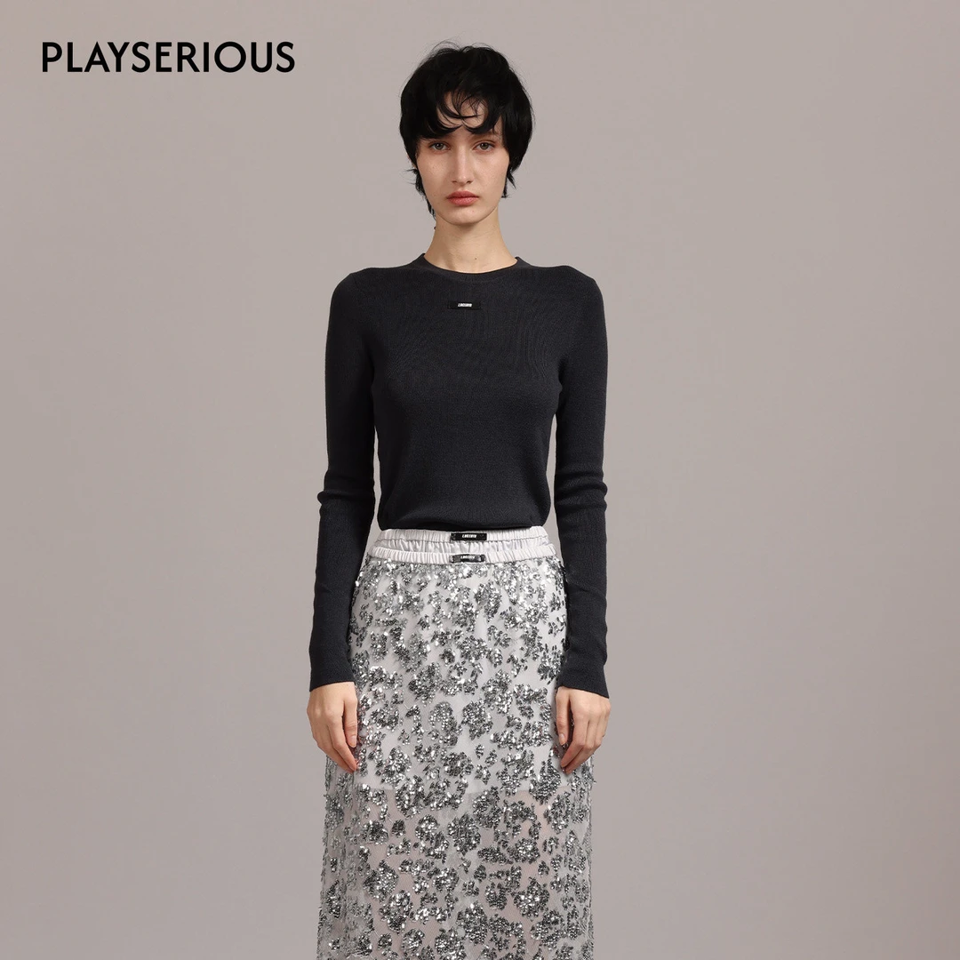 LACERTA 2025秋冬新款品牌基础羊毛打底衫常规修身型纯色休闲上衣