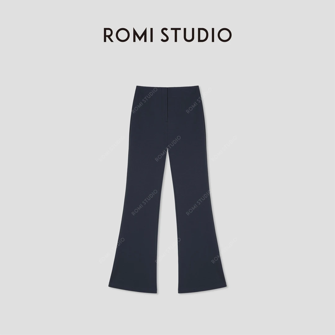 ROMI STUDIO时尚百搭深蓝微喇休闲裤 RWCSX42207