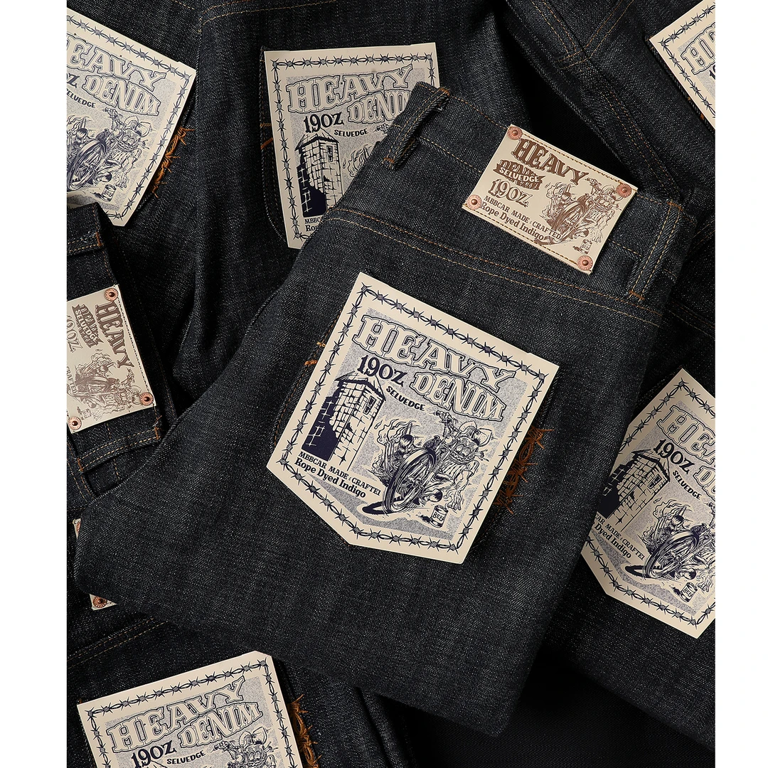 重磅19OZ络纺纱横竖爆竹节特深蓝绳染赤耳丹宁牛仔裤 MBBCAR窄幅