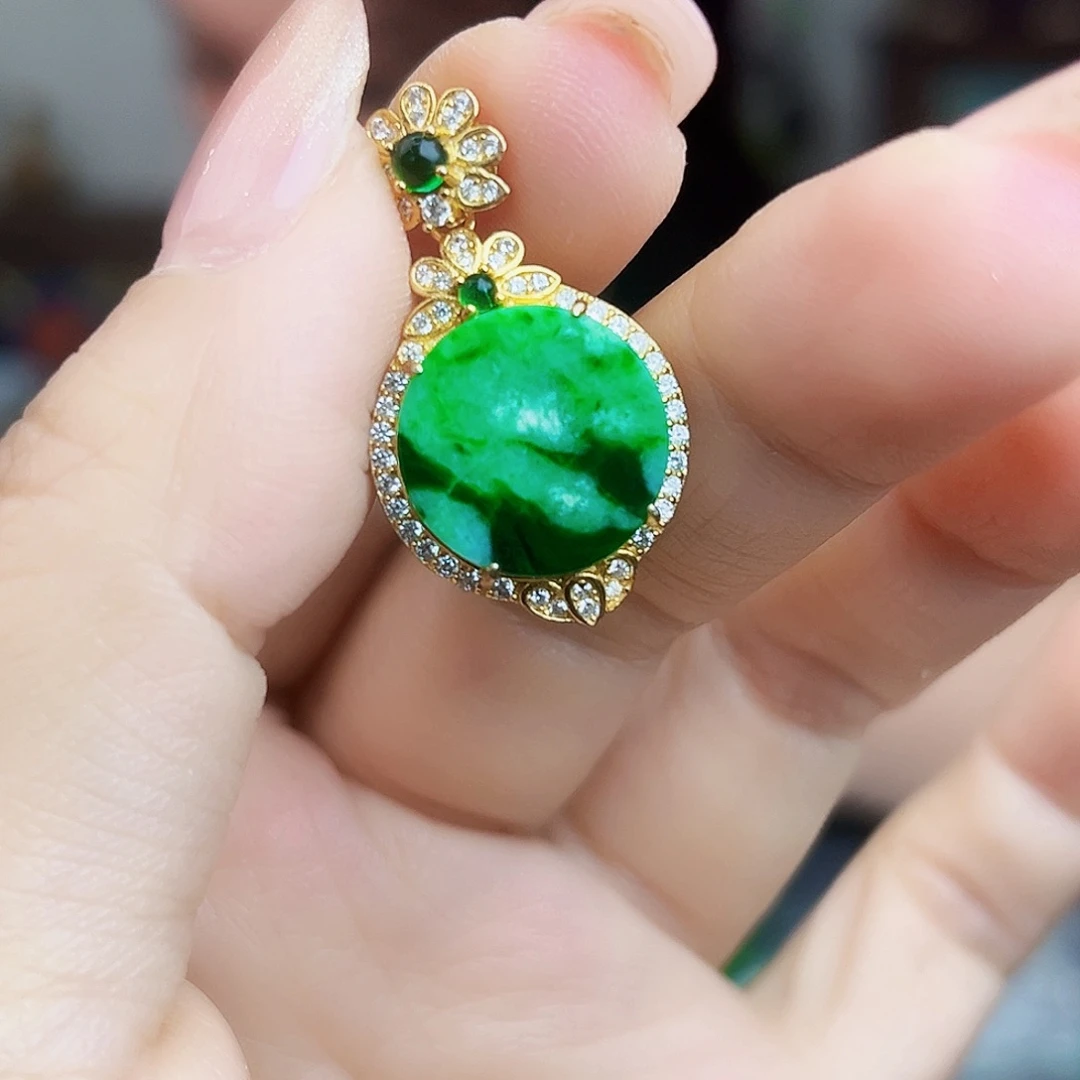 翡翠银S925镶嵌颈饰耳饰