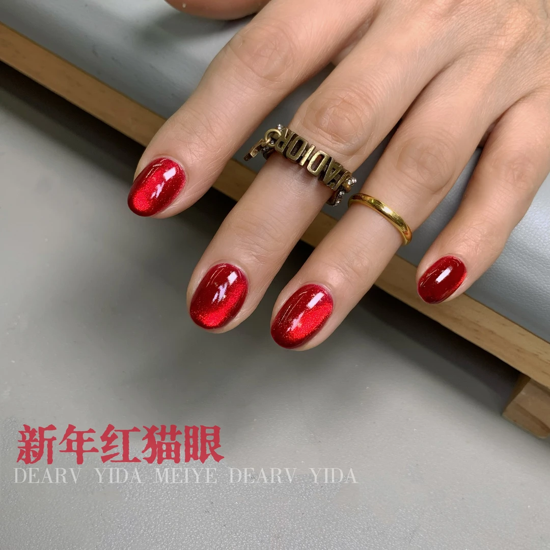 新年红色猫眼 单支红色猫眼胶 鸽血红玻璃珠红猫眼