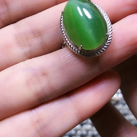 和田玉银S925镶嵌戒指