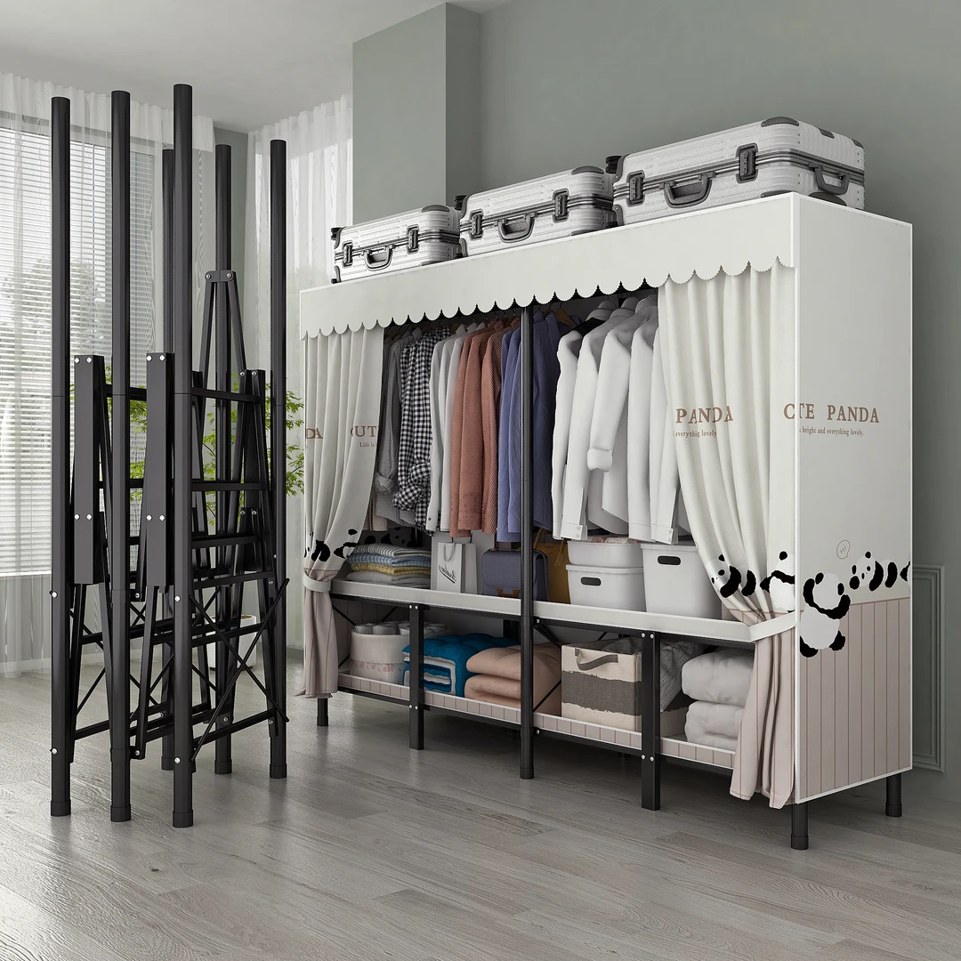 免安装折叠简易多层钢管出租屋收纳整理耐用加固衣柜