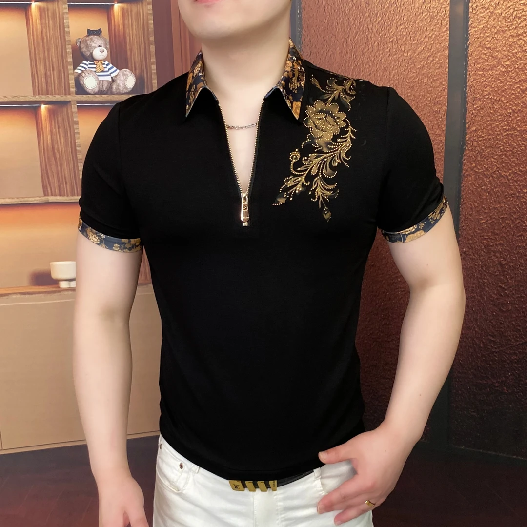 《金纹雅仕》2025夏Polo衫男士时尚休闲夏季潮流修身翻领帅气轻奢