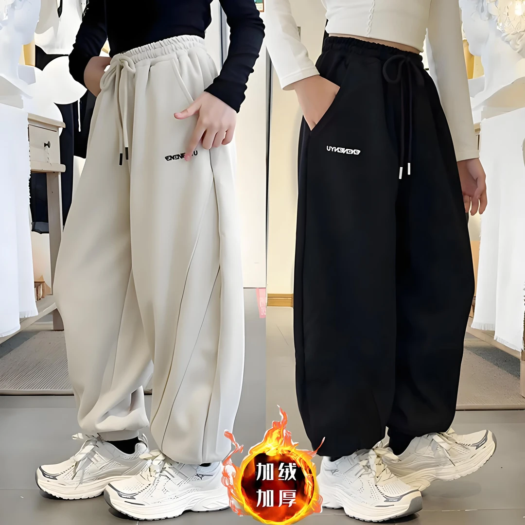 女童裤子2025新款洋气儿童休闲运动裤中大童香蕉裤小女孩针织卫裤