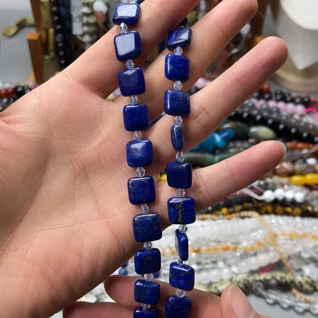 玛瑙/玉髓未镶嵌珠宝半成品5×12青金石方块一条