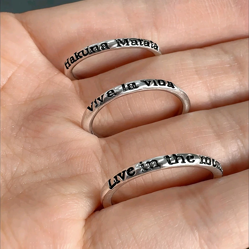 viva la vida!人生万岁字母活在当下英文尾戒小拇指戒指