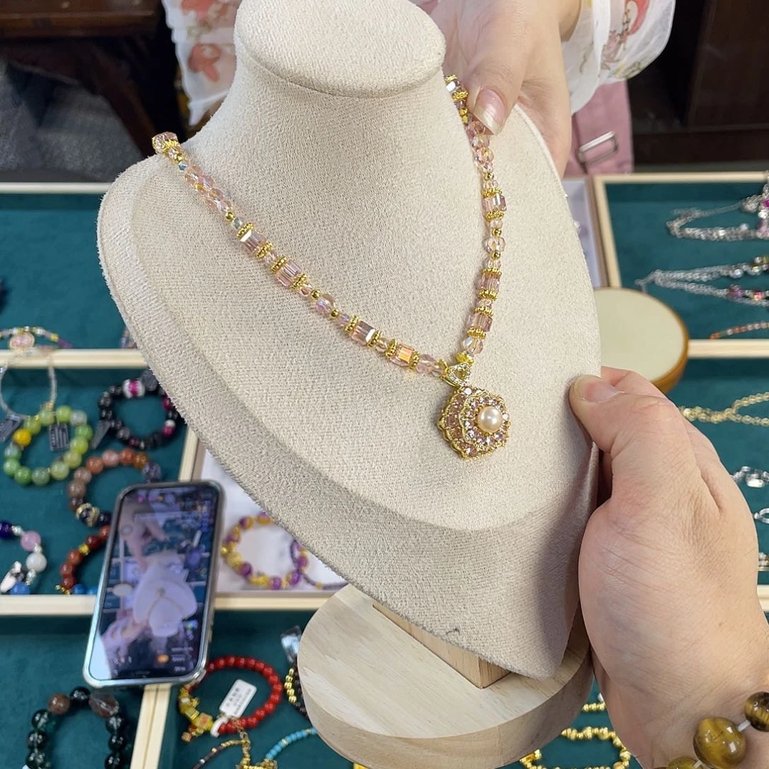 水晶手链银S925镀金镶嵌