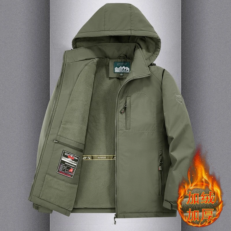 秋冬季外套男2025新款男士加绒夹克休闲男装防风加厚冬装上衣男