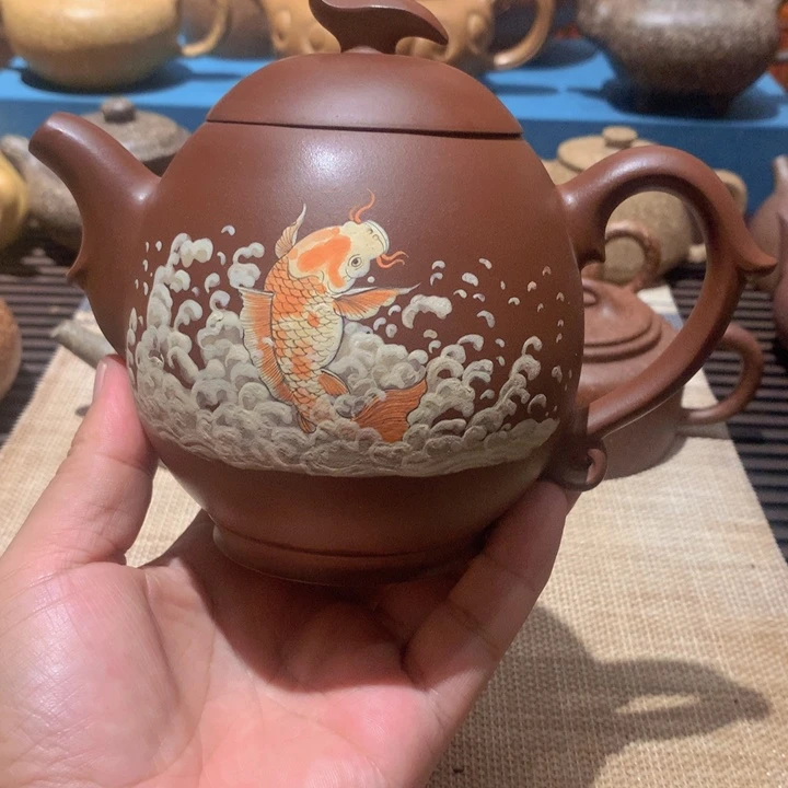 茶壶紫砂鱼跃龙门工艺师作品