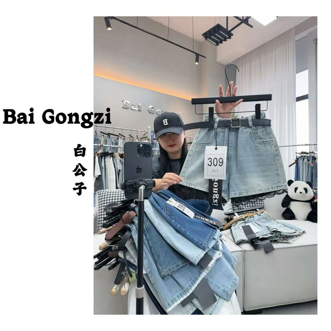 【白公子】【309】2025夏季新款…中大女童牛仔裤