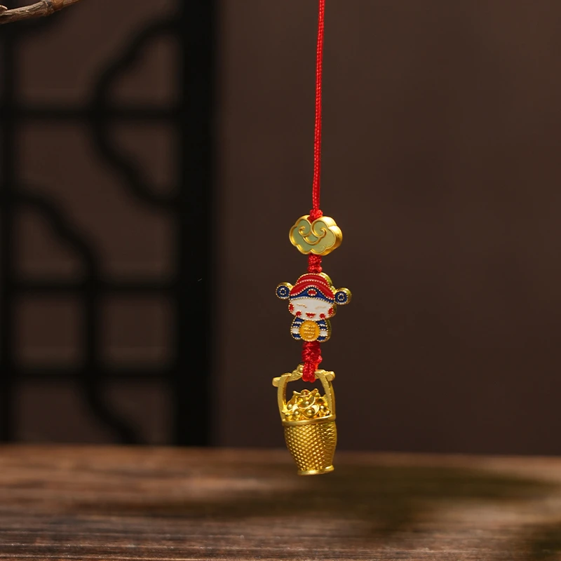 合金吊坠 青城财神吊坠一桶金钥匙扣挂件精致手机挂