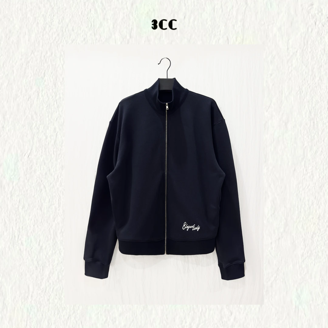 3CC【阿姆斯特丹】设计师前后刺绣藏青卫衣外套女ZC 0855