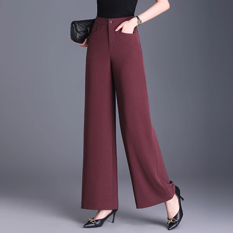 窄版阔腿裤冰丝薄款直筒裤春夏季新款高腰显瘦长裤女裤垂感休闲裤