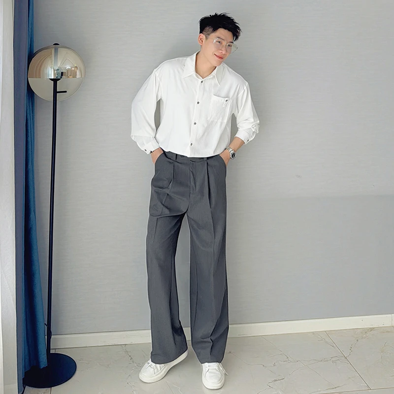 朱渣渣 高级感痞帅衬衫男长袖春季新款轻薄凉感冰丝休闲衬衣外套