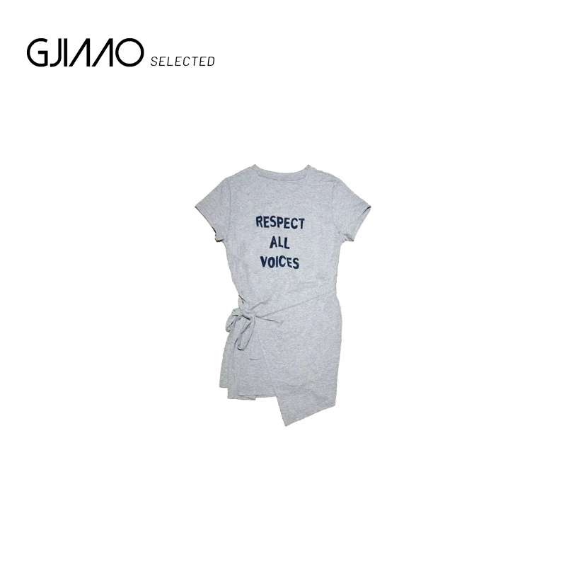 91002 字母侧系绳假两件屁帘T恤连衣裙