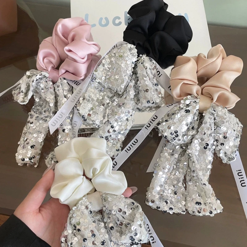 【千寻好物】精致超闪字母亮片蝴蝶结飘带发圈