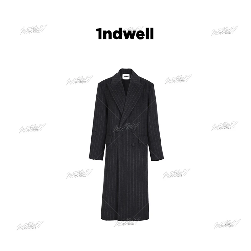 1ndwellPrague条纹宽松呢大衣