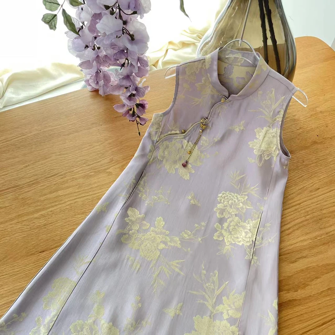 【喜儿定制】夏夏款季新款百搭时尚无袖紫色裙汉服休闲中大童夏季