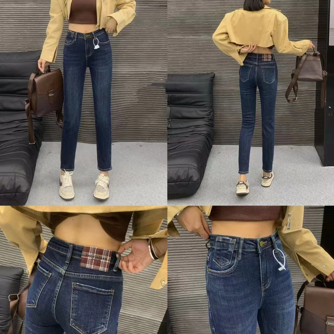 时尚潮流百搭休闲修身小脚牛仔裤9148九分蓝色显瘦