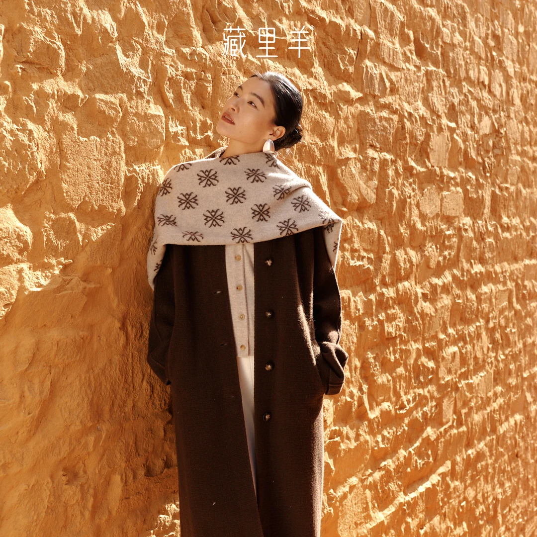 藏里羊【原种羊】“不凡之作”皇室贵族预定奢品老钱双面披肩M1968