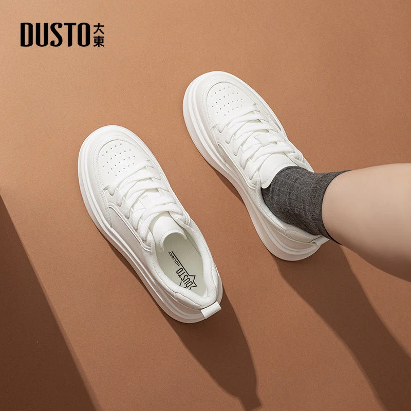 大东秋季潮流小白鞋女2025新款中跟厚底运动休闲鞋子韩版女鞋0728