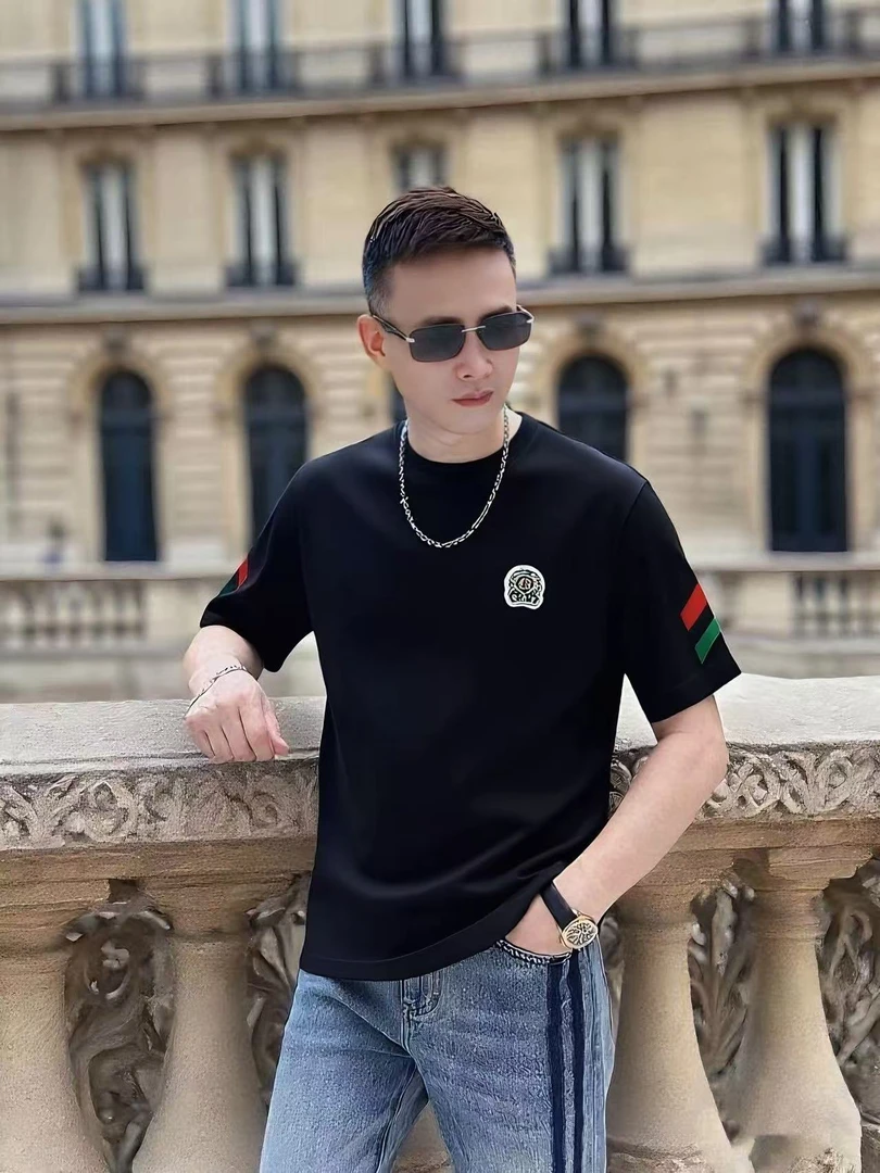 欧品男款夏季新款个性春夏潮流休闲百搭时尚圆领【阔版】短袖 5016