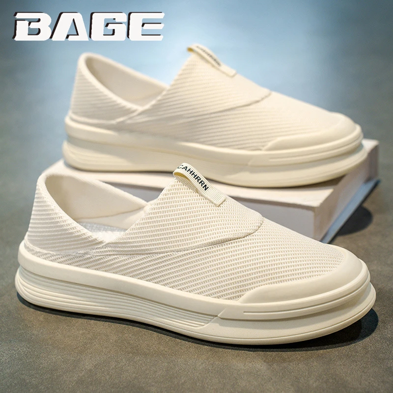 八哥帆布男鞋冬季透气百搭懒人一脚蹬轻便可踩跟运动休闲小白板鞋