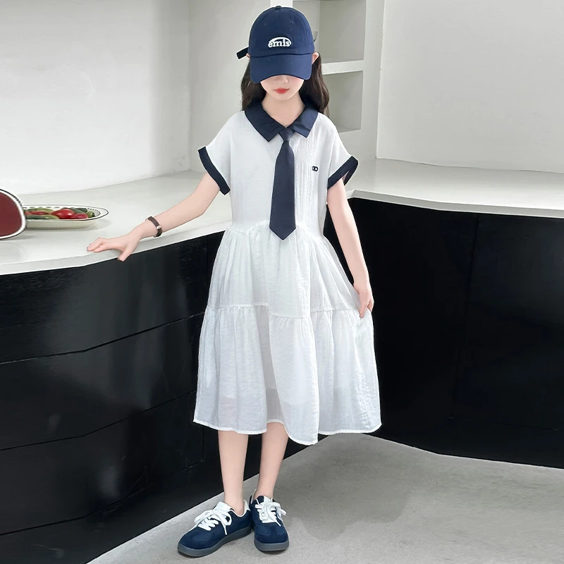 女童连衣裙夏装2024新款儿童洋气POLO裙子短袖中大童女孩学院风潮