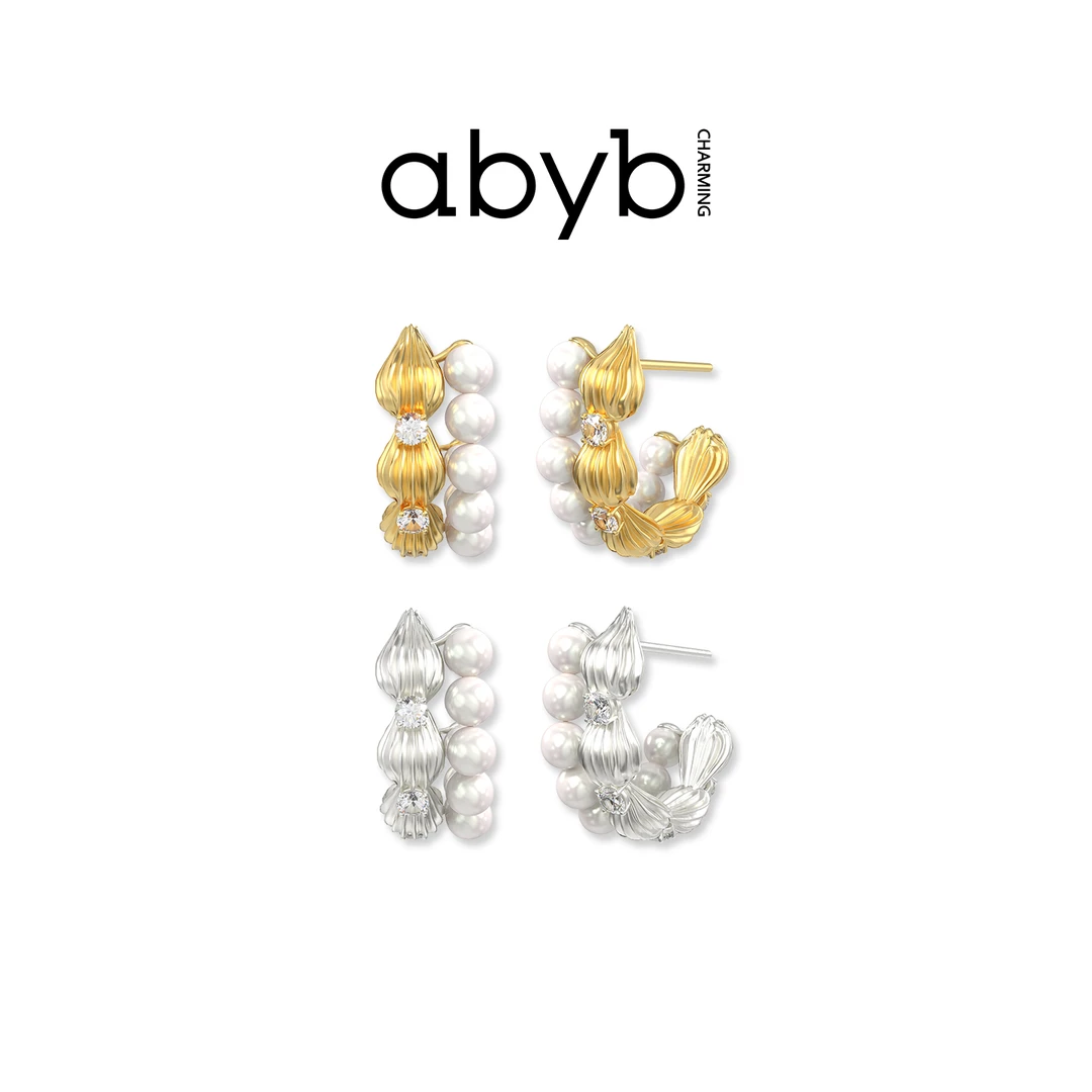 ABYBCHARMING奶油拉花耳环项链时尚气质耳圈2025新款爆款耳钉
